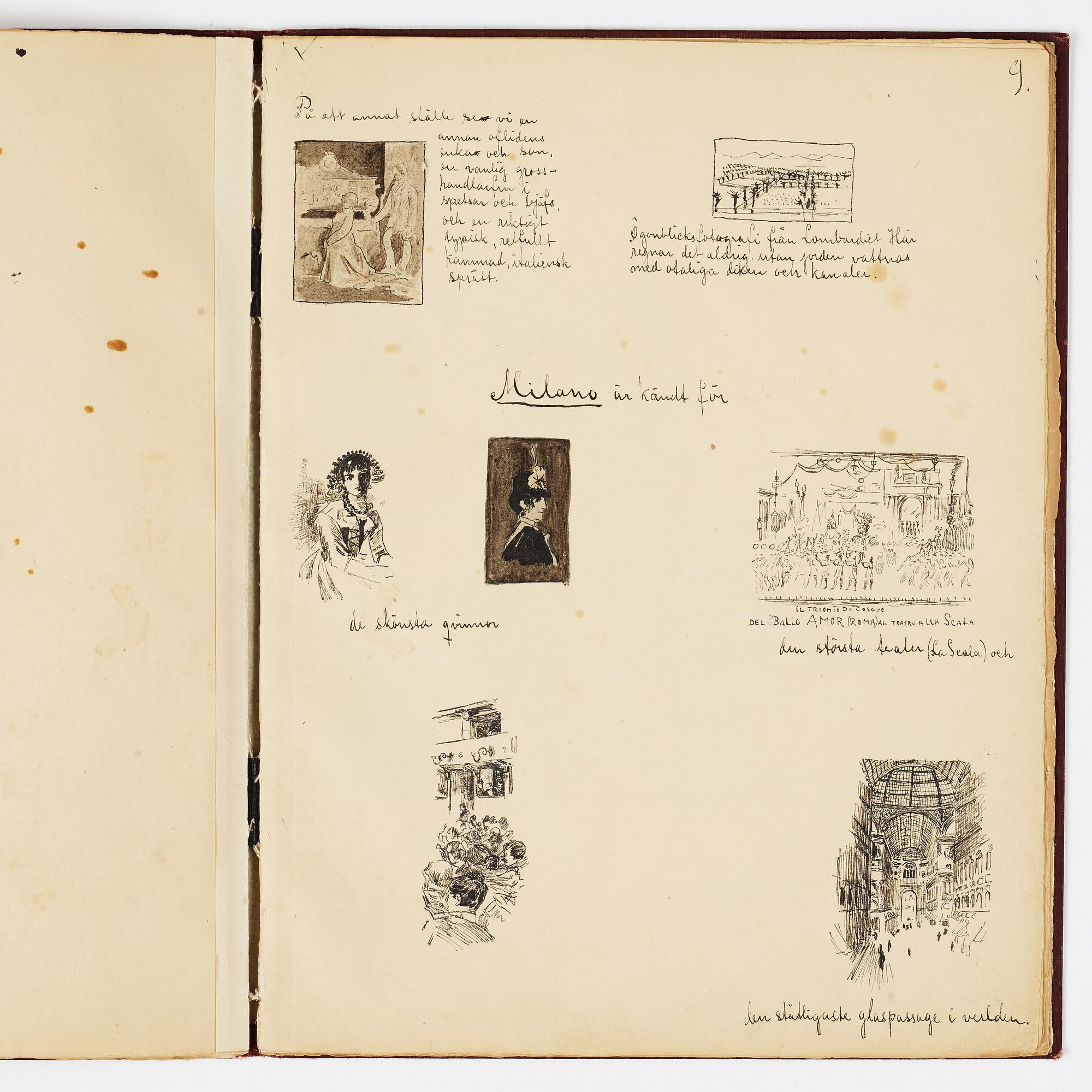 Carl Larsson, CARL LARSSON, illustrated travel story, "Från Stockholm till Messina" (From Stockholm to Messina), 1886.