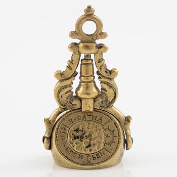 An engraved brass seal, 18th century.