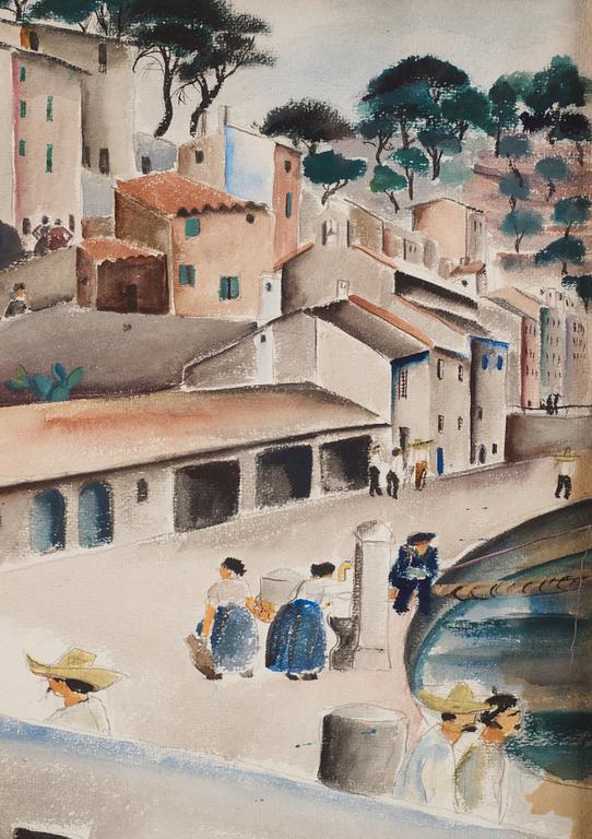 Siri Meyer, Harbor Scene from Mallorca.