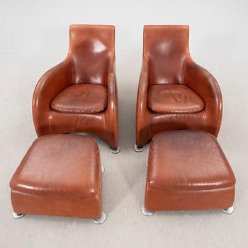 Gerard Van Der Berg, armchair with footstool 1 pair "Loge" for Montis Netherlands late 20th century.