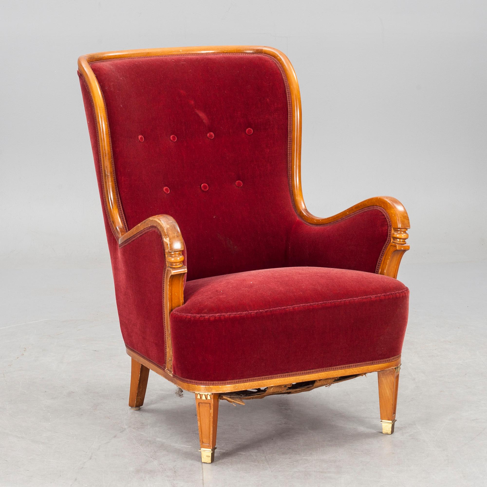 FÅTÖLJ, empirestil. 1900-talets första hälft.