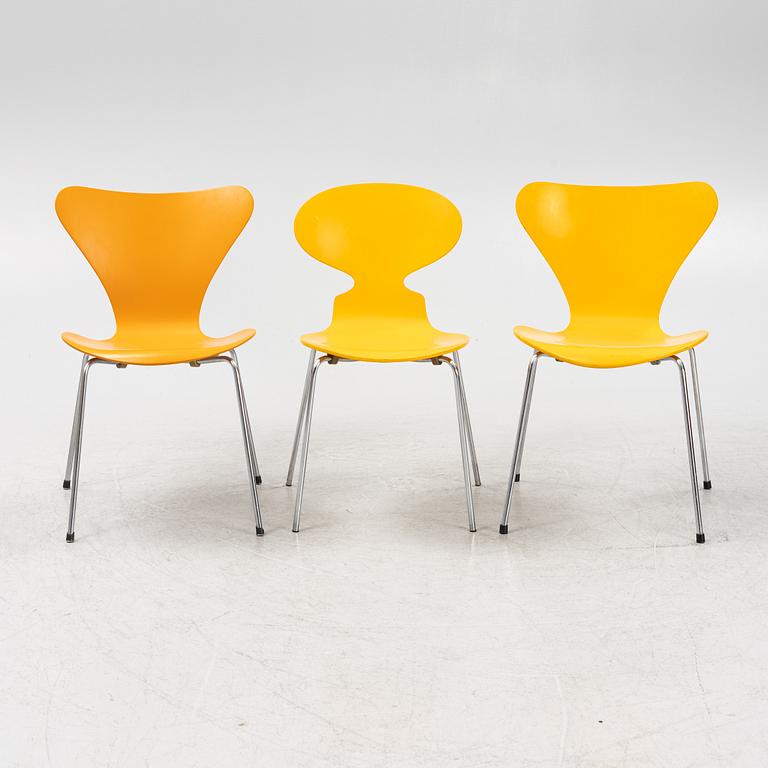 Arne Jacobsen, seven chairs, Fritz Hansen, Denmark, 1964-78.