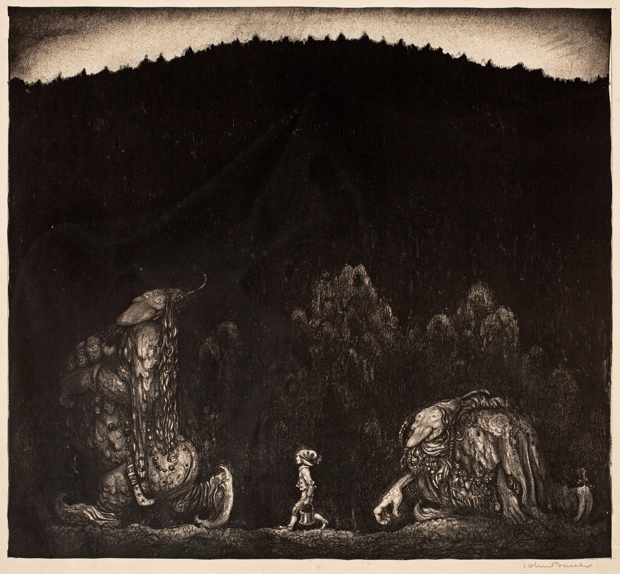John Bauer, Boy and two trolls.
