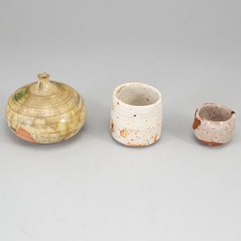 Vaser, 3 st, glaserat stengods, Japan,