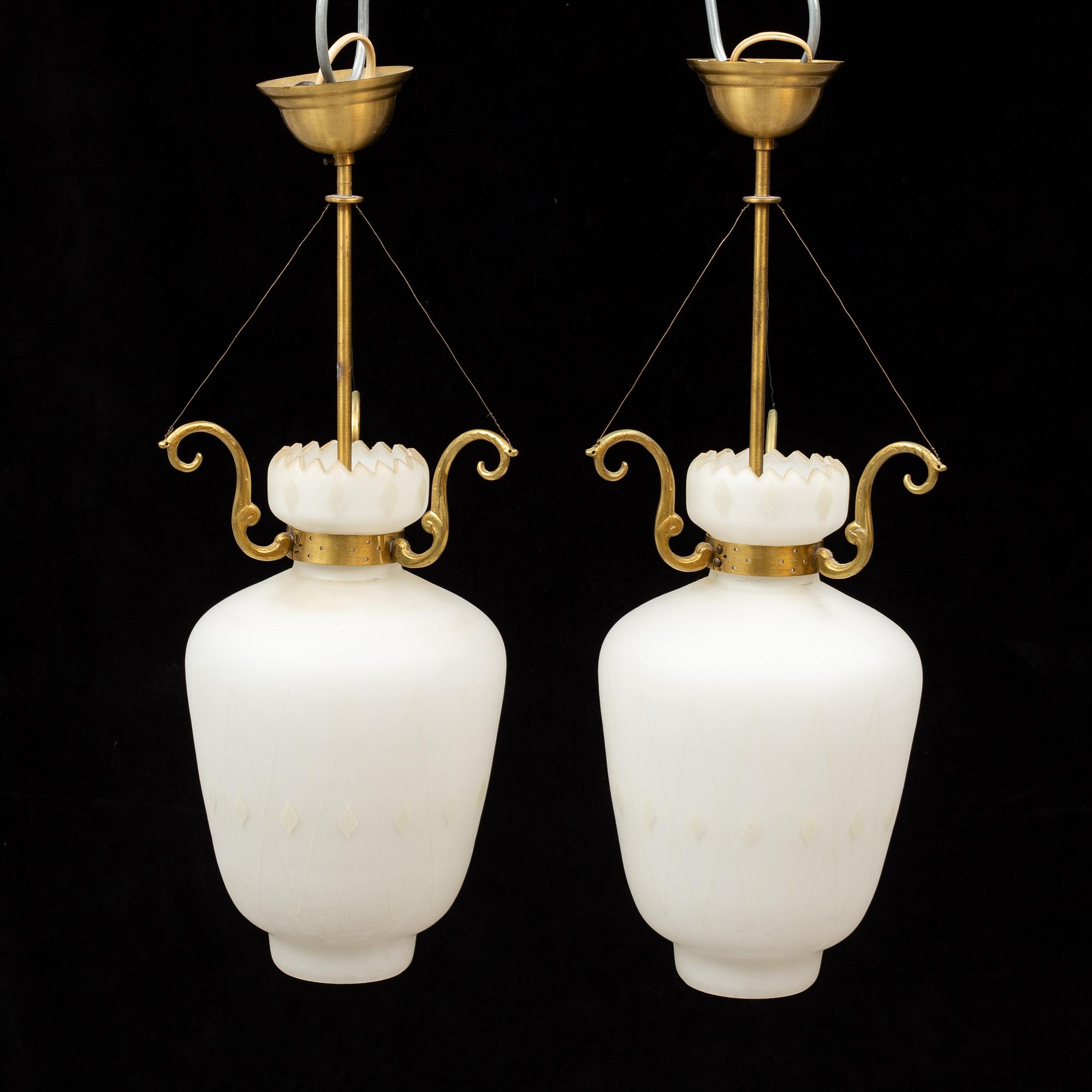 A pair of 1940's ceiling lamps.