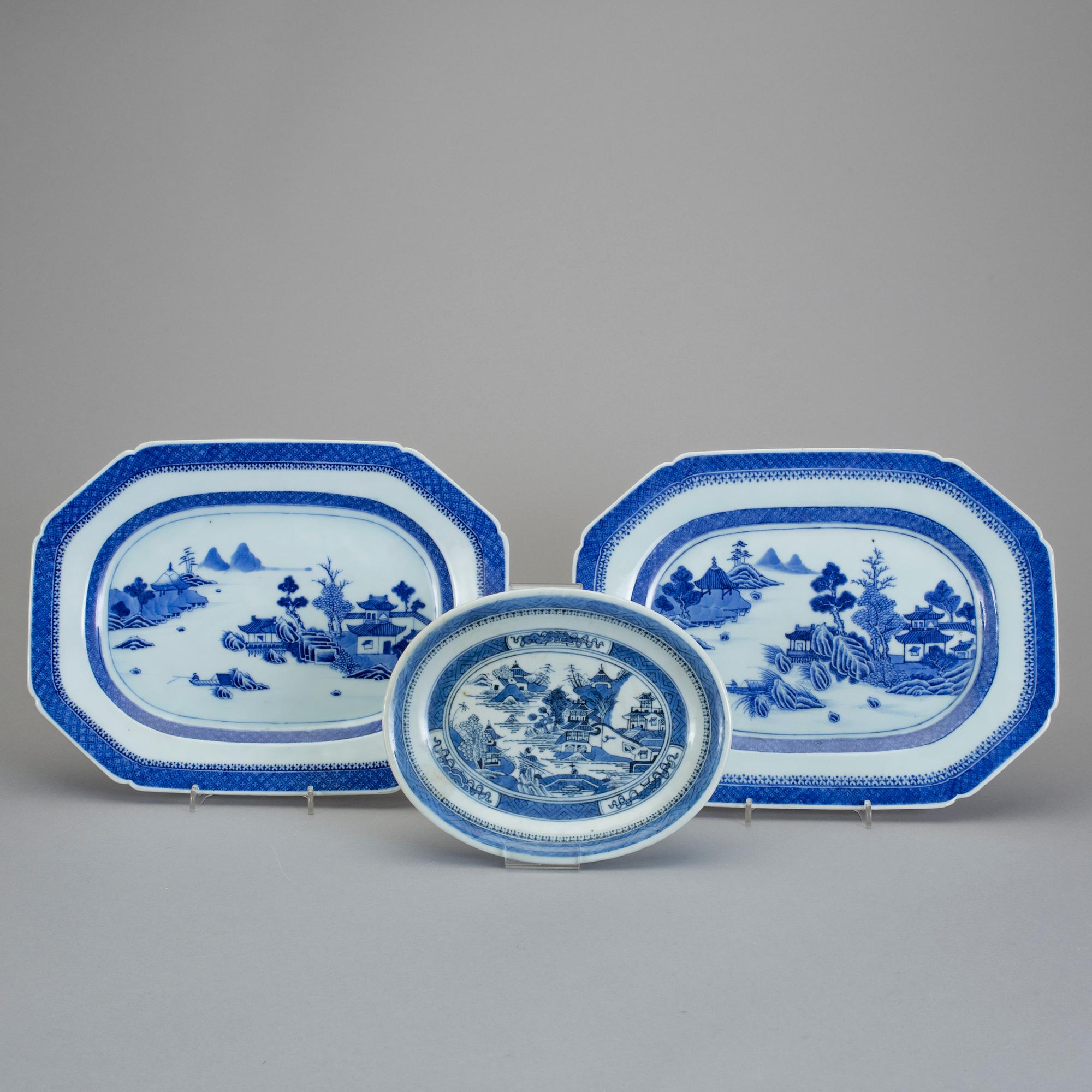 FAT, 3 stycken, porslin, Kina, 1800-tal.