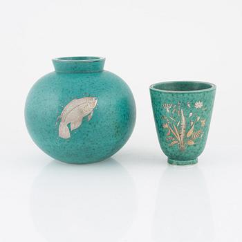 Wilhelm Kåge, two 'Argenta' vases, Gustavsberg.
