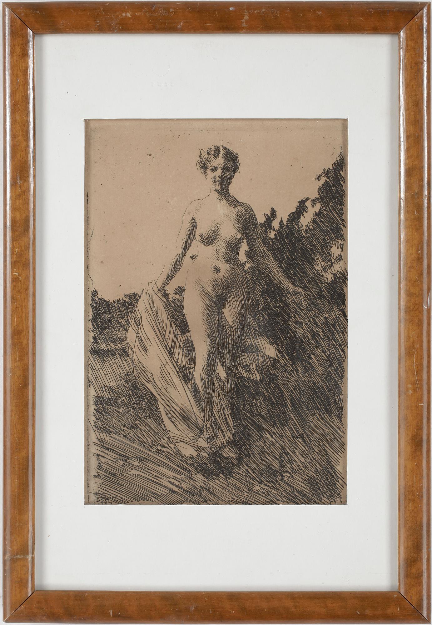 ANDERS ZORN, etsning, monogramsignerad och daterad 1907 i trycket.