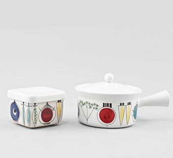 SERVISDELAR, 5 st, flintgods, "Picknick", Marianne Westman, Rörstrand, 1956-1969.