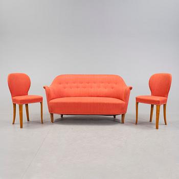 SOFFA samt STOLAR, 1+2, Carl Malmsten, 1900-talets andra hälft.