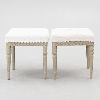 A pair of Gustavian style stools, Sweden, 19th century.