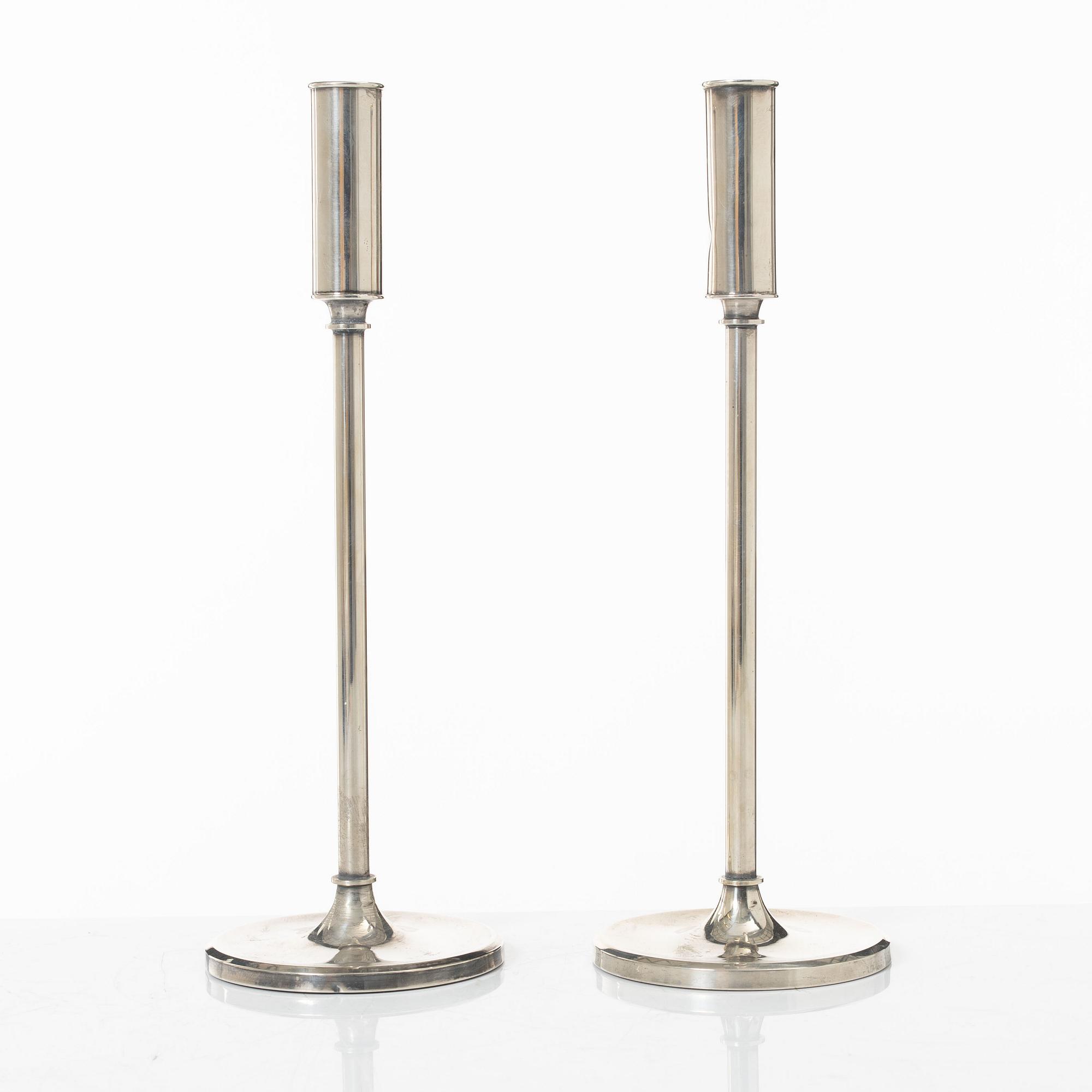 A pair of Swedish silver candlesticks, marks of Tore Eldh, K&EC, Gothenburg 1965-1967.