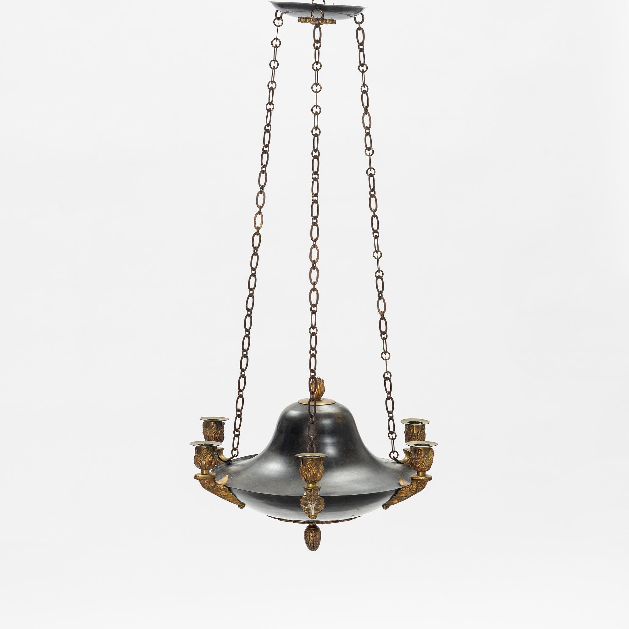 A Swedish  Empire style six light hanging-lamp, late 19th century /year 1900.