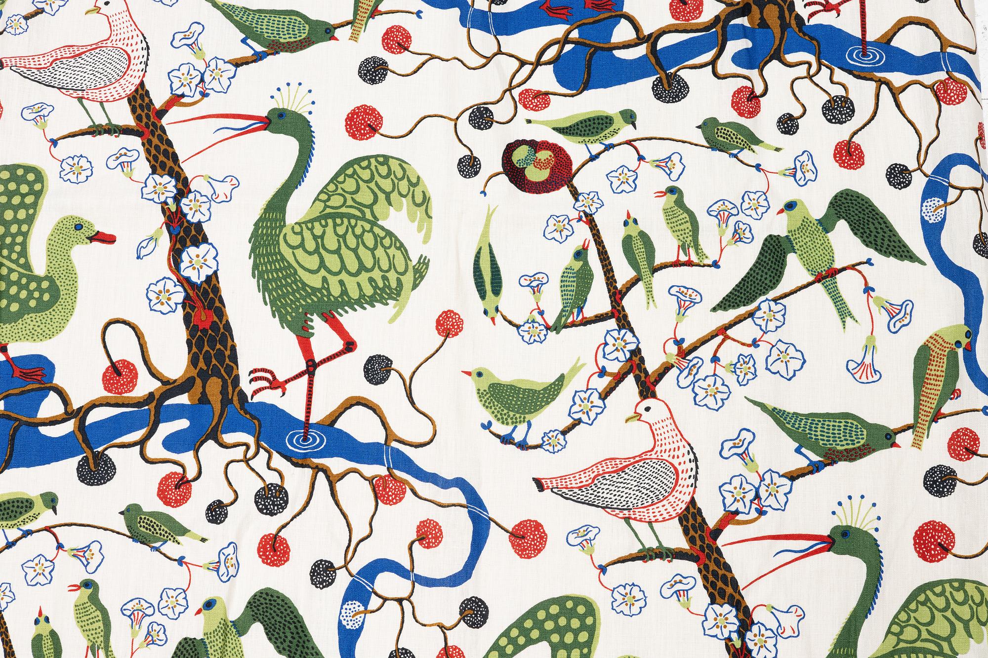 Josef Frank, a 'Gröna Fåglar' curtain, Svenskt Tenn.