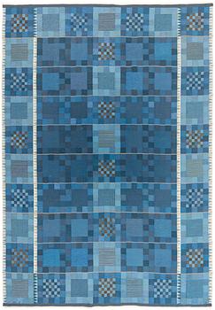 238. Ingrid Dessau, a carpet, "Blå rutor", flat weave, ca 413,5 x 289 cm, signed MHF ID.