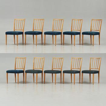 Josef Frank, stolar, 10 stycken, Firma Svenskt Tenn, modell 815, 1940-50-tal.
