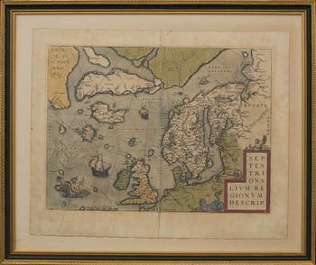 ABRAHAM ORTELIUS, map, copper engraving   “Septentrionalium Regionum Descrip.Antwerpen, 1570's.