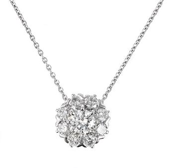 647. PENDANT/NECKLACE, 9 brilliant cut diamonds, tot. 0.94 cts.