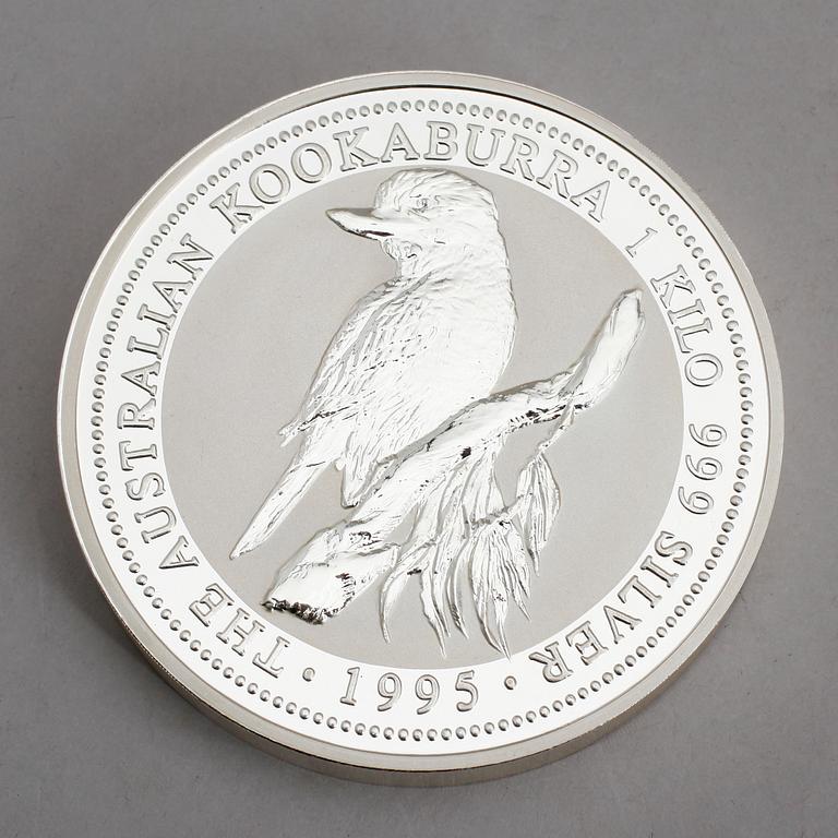 SILVERMYNT, 30 dollars, Elizabeth II, Australien, 1995. Vikt 1 kg.