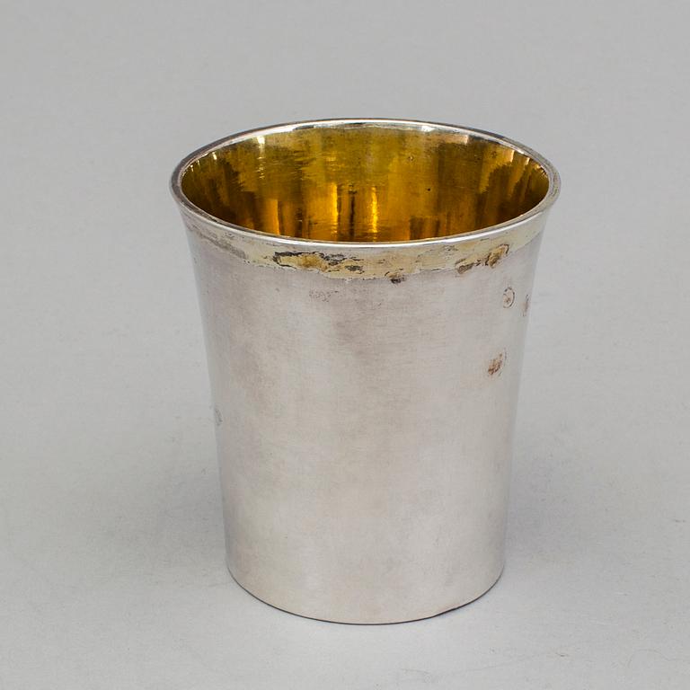 A Swedish early 19th century parcel-gilt beaker, mark of Jacob Möller, Malmö 1808.