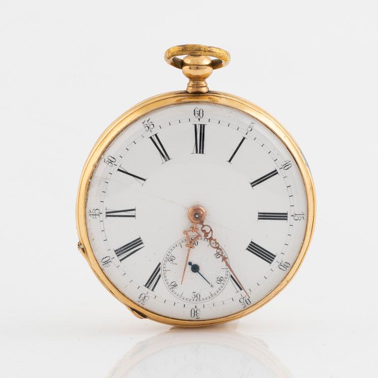 Pocket watch, 18K gold, 37 mm.