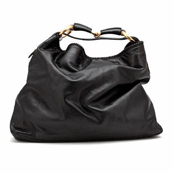 646. GUCCI, a black leather "Chain - Hobo" / "Hobo Horsebit" bag.