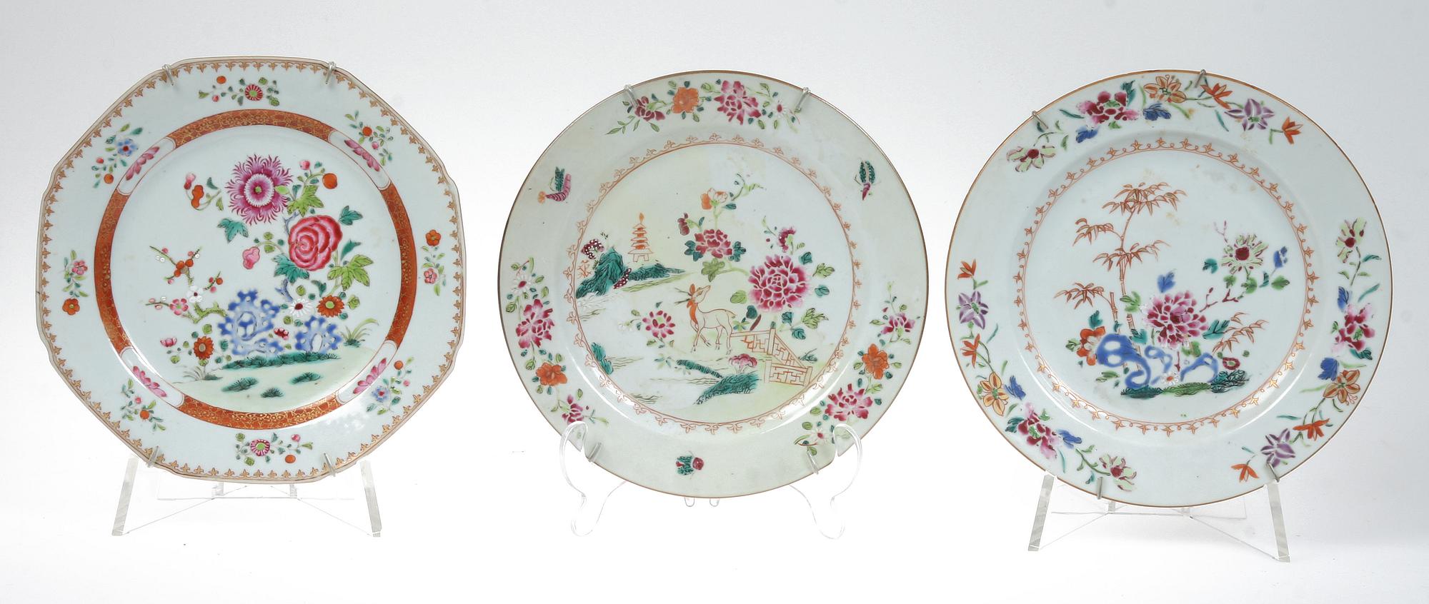 TALLRIKAR, 7 st, porslin, Kina, 1700-tal.