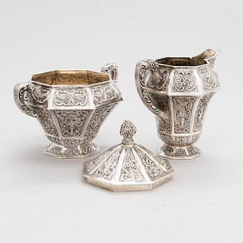 Te- och kaffeservis, 4 delar, silver, Tyskland 1900-talets första hälft.