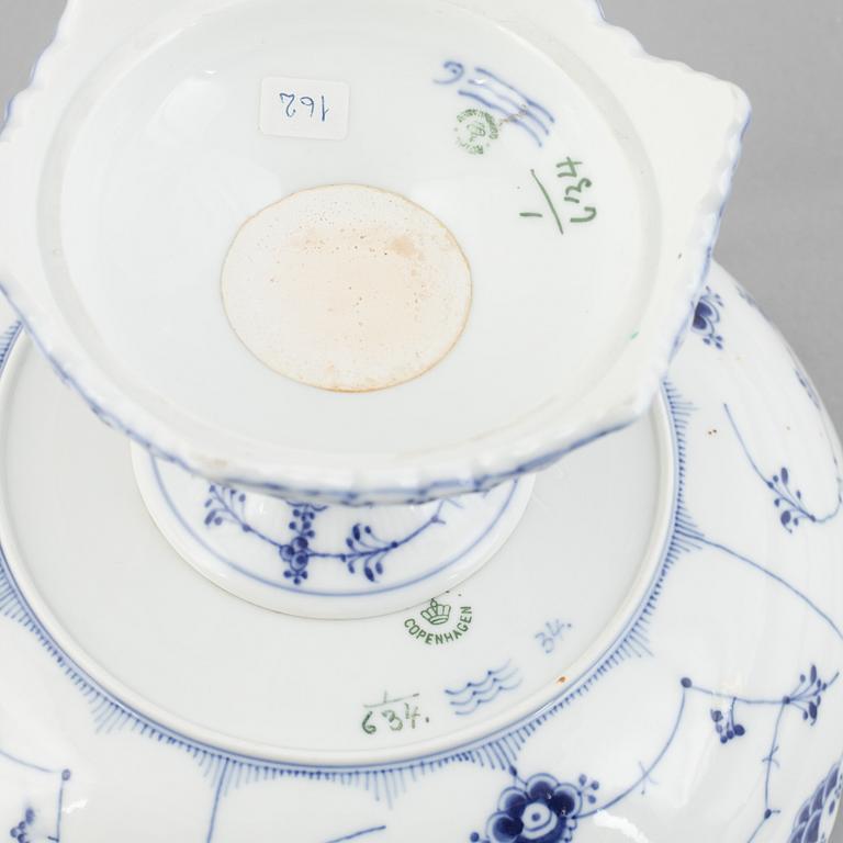 A 'Blue Fluted Half Lace' porcelain centerpiece bowl, Royal Copenhagen, model 634, 1898-1923.