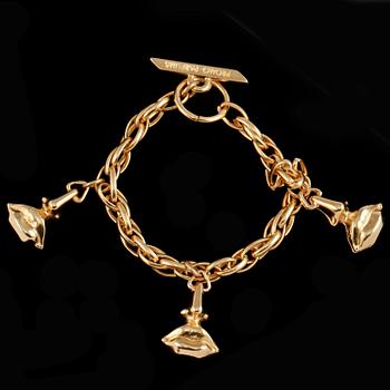 BERLOCKARMBAND, BROSCH SAMT HÄNGE, gulmetall, Salvador Dali, 1900-talets sista kvartal.