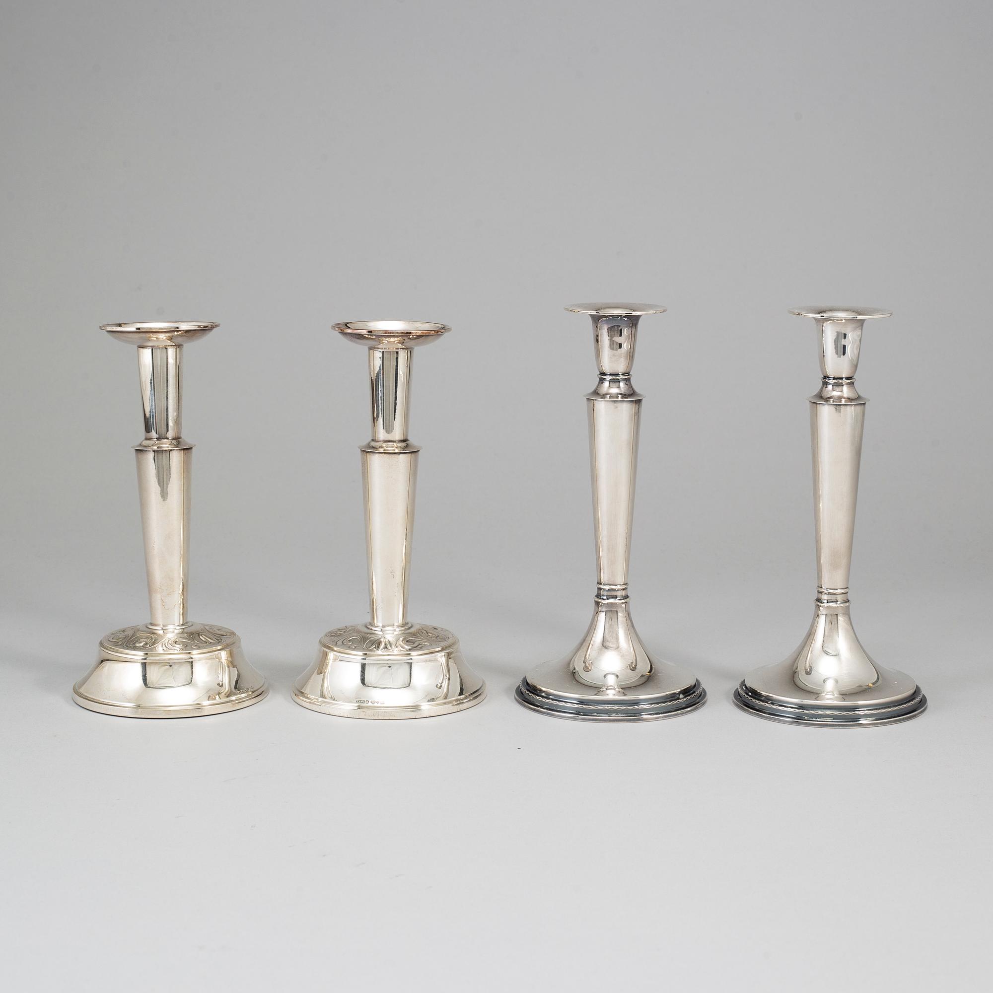 Four silver candlesticks from TESI, Gothenburg, 1972-74.