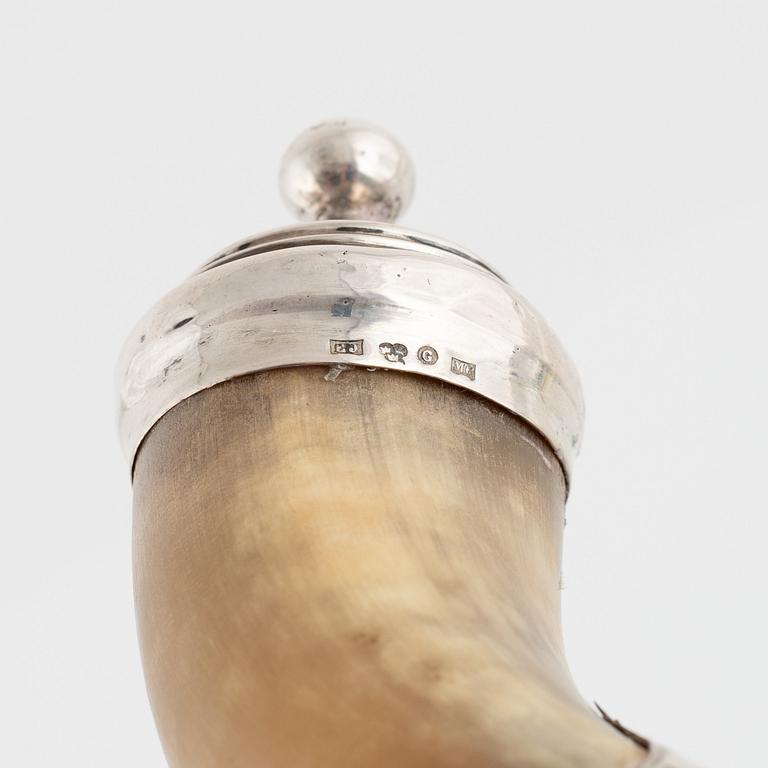 A Swedish Silver Drinking Horn, mark of Erik Johansson, Gävle 1890.