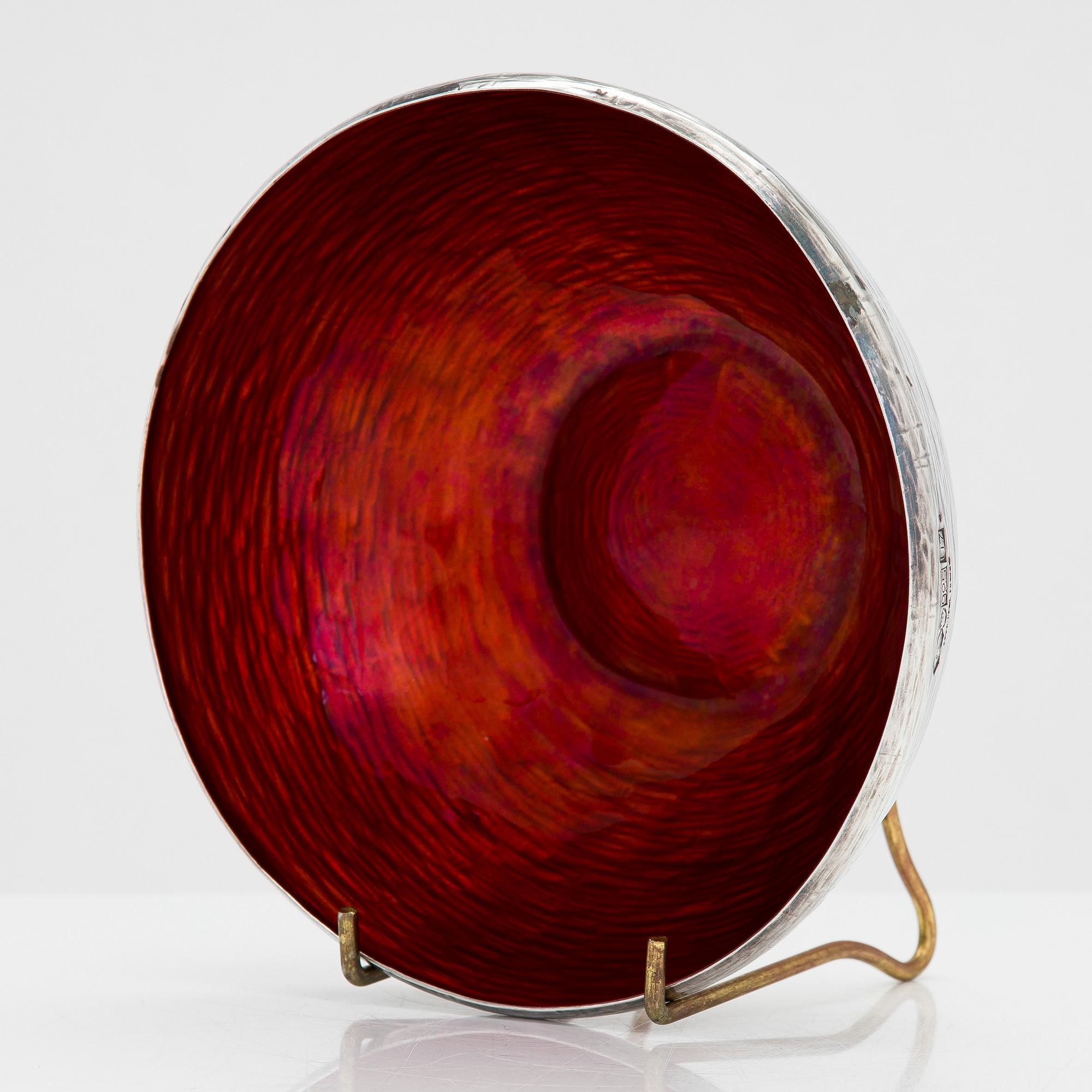 Eva Hidström, skål, silver, emalj, Kultakeskus, Tavastehus 1973.