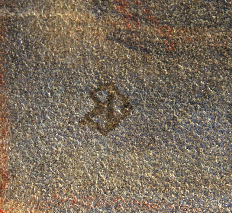 BERTIL DAMM, blandteknik på pappannå, monogramsign.