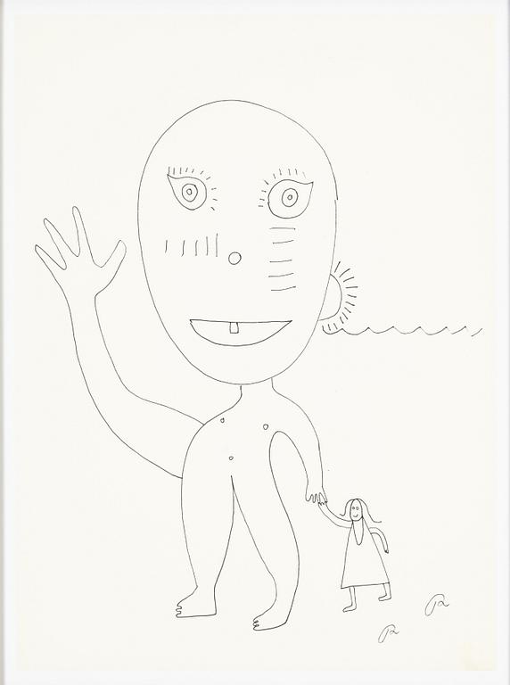 Roger Risberg, indian ink drawing, signed. Executed in 2008.