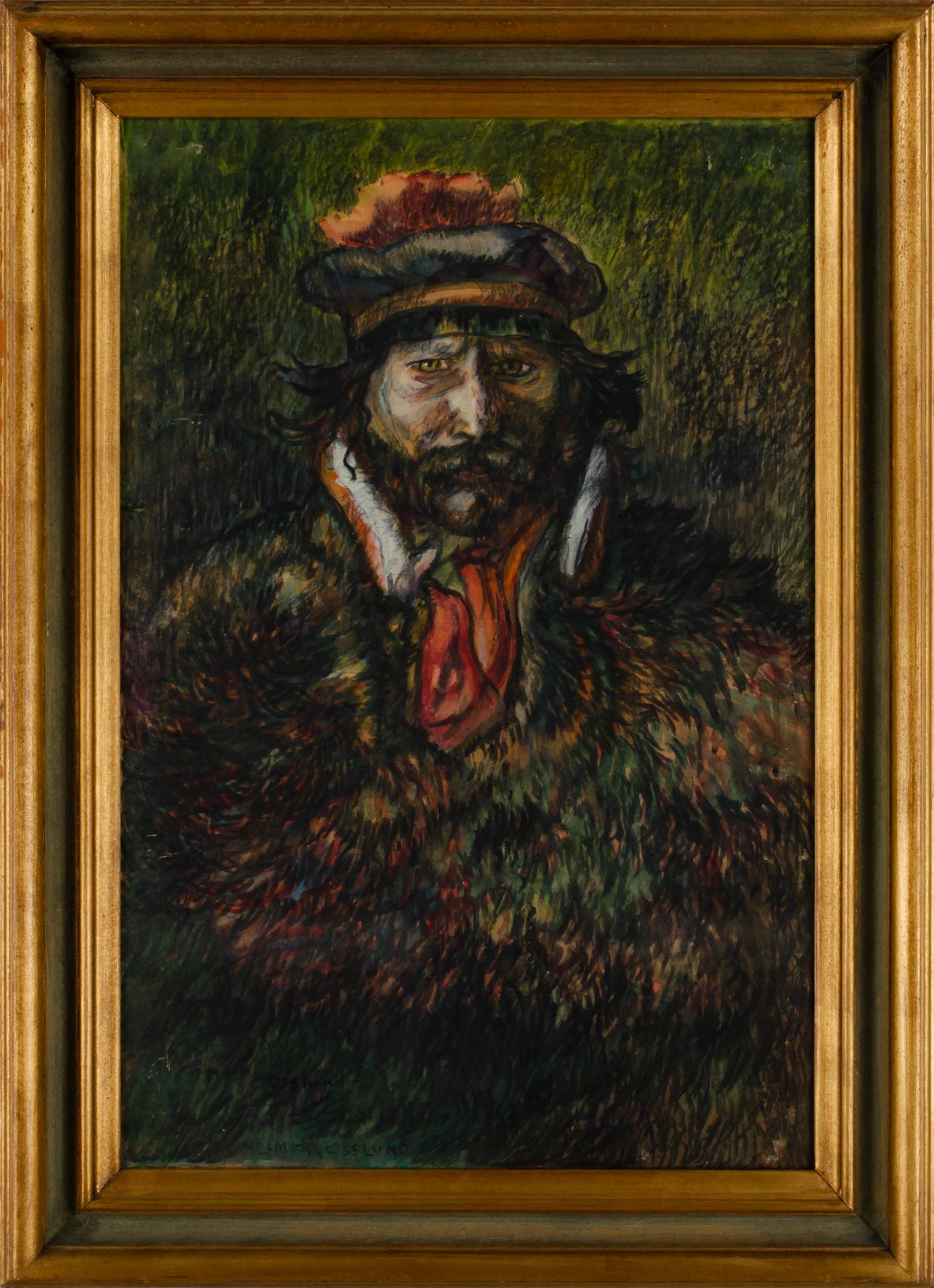HELMER OSSLUND, akvarell och kol på papper, sign.