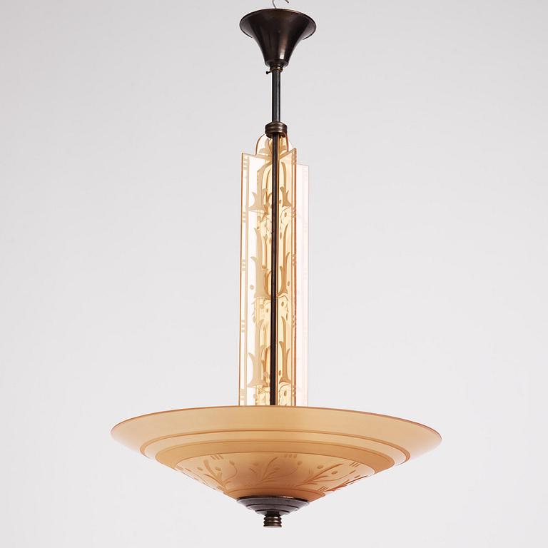 Edward Hald, a ceiling lamp model "HD 615", Orrefors, 1930s.