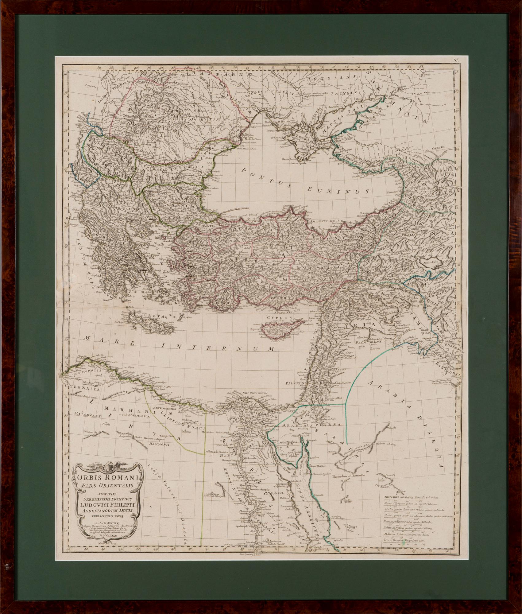 KARTA, Orbis Romani Pars Orientalis 1782, kopparstick, J.B.B. D'Anville.