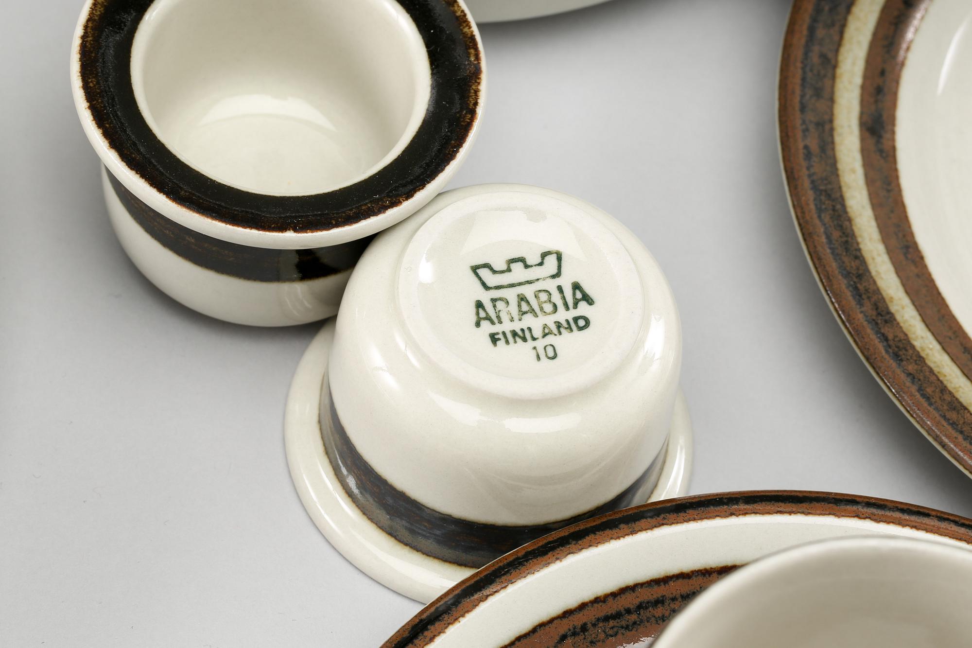MAT- och KAFFESERVIS, stengods, 53 delar, "Karelia", Arabia, 1970-tal.