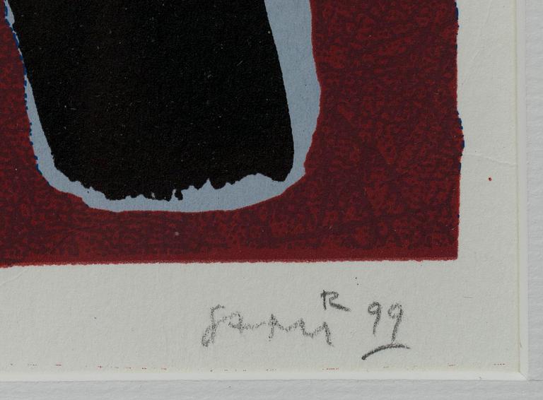 SAMI RINNE, värilitografia, sign. ja päiv. 99, nro 9/50.