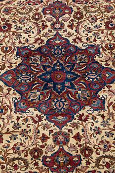 A RUG, semi-antique silk Kashan, ca 200 x 129 cm.