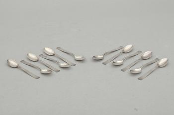 KAFFESKEDAR, 12 st, silver, "Rosenholm", GAB, 1900-tal, vikt 146g.