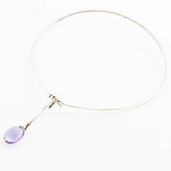 Vivianna Torun Bülow-Hübe, collier "Dew-drops", silver, ametist och briljanter för Georg Jensen.