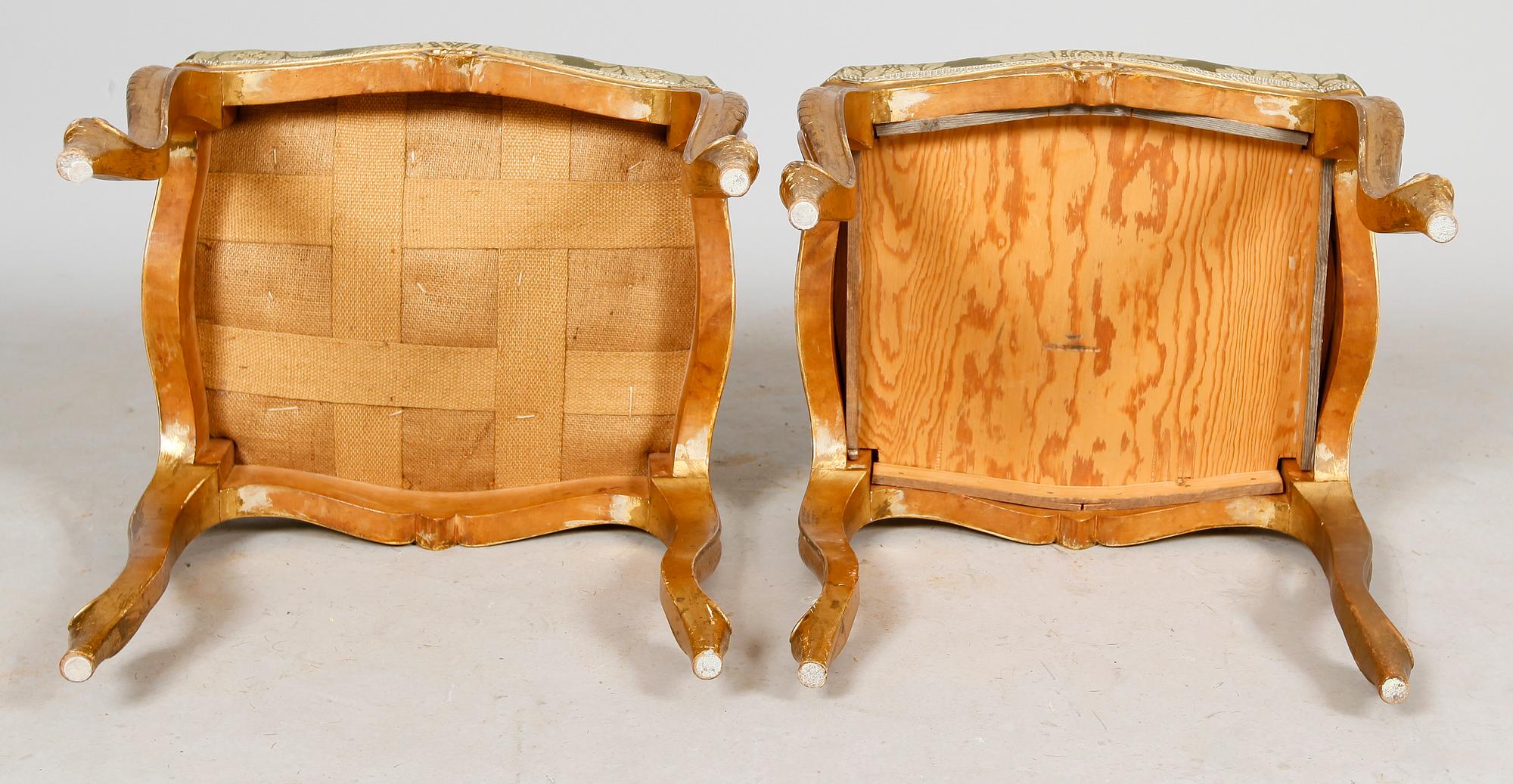 SALONGSMÖBEL, 5 delar, rokokostil, sent 1800-tal.