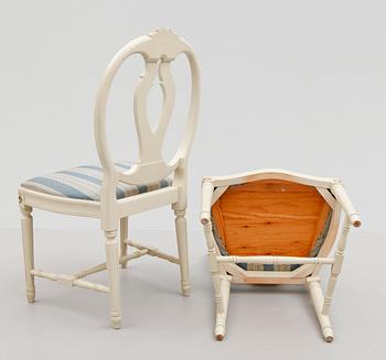MATSALSMÖBEL, 7 delar, gustaviansk stil, 1900-talets andra hälft.
