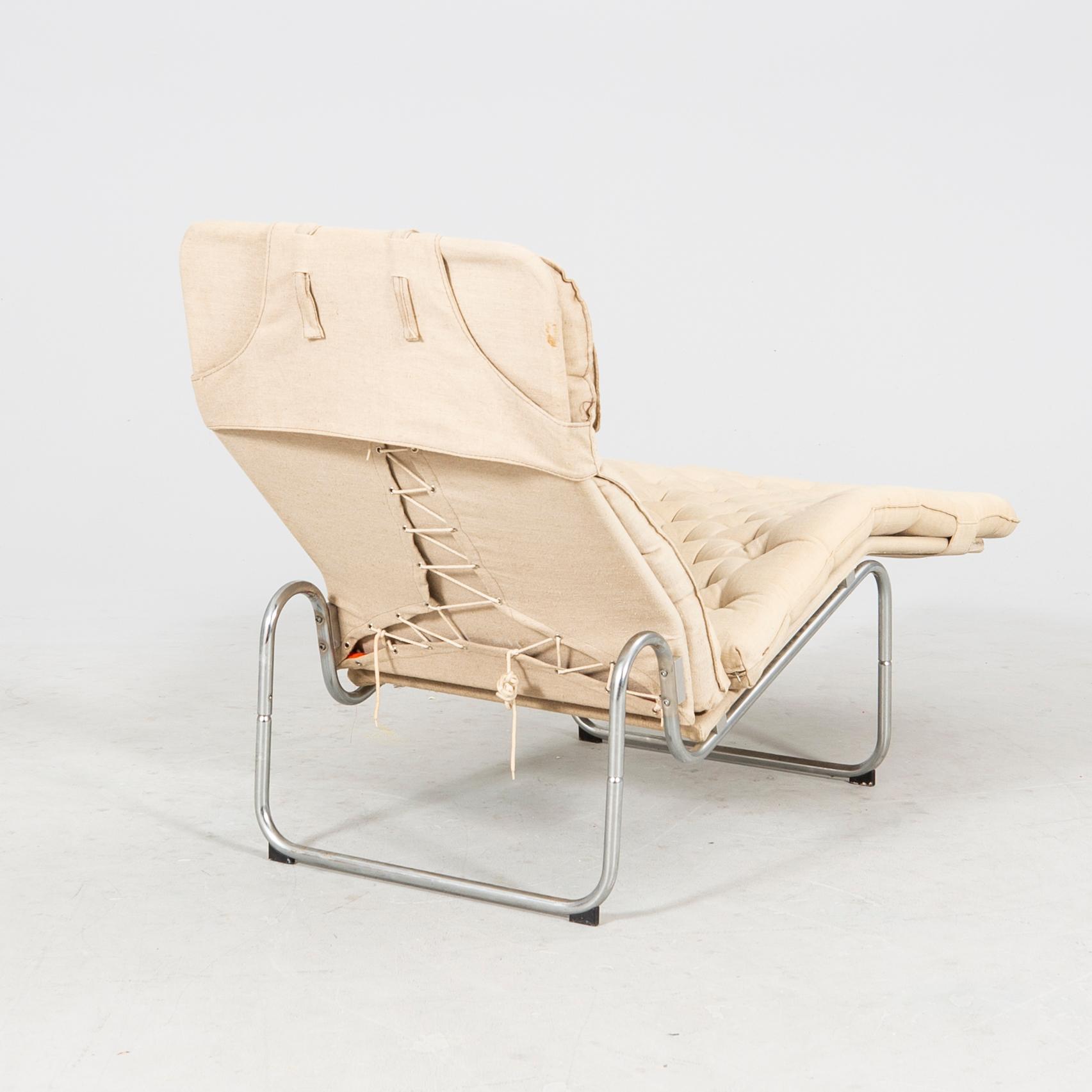 A canvas "kröken/kroken" recliner by Christer Blomquist for Ikea 1968.