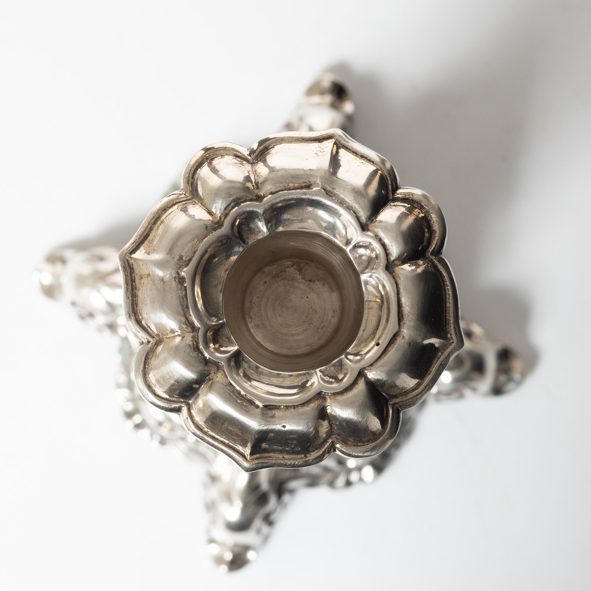 Altarljusstake, sterlingsilver, barockstil, 1900-tal.