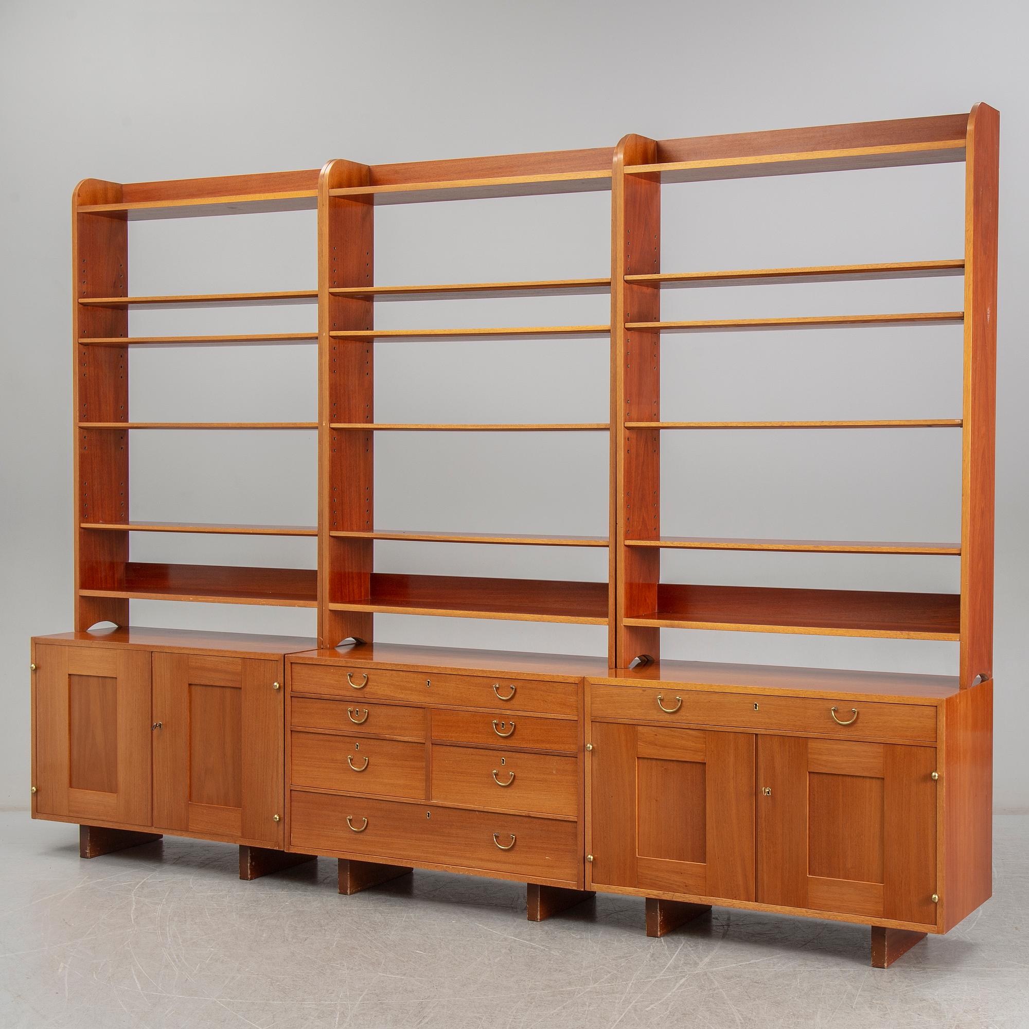 JOSEF FRANK, three model 2112 mahogany shelves, Svenskt Tenn, Sweden.