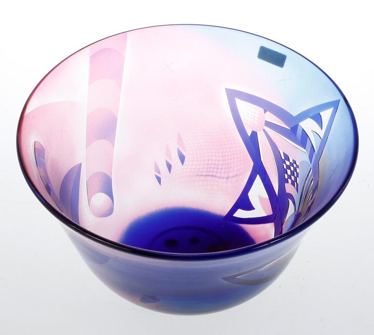 SKÅL, glas, "Nefertiti" Bertil Vallien, Kosta Boda 1988 Unik.