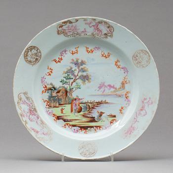 TALLRIK, kompaniporslin. Kina, Qingdynastin, Qianlong (1736-95).